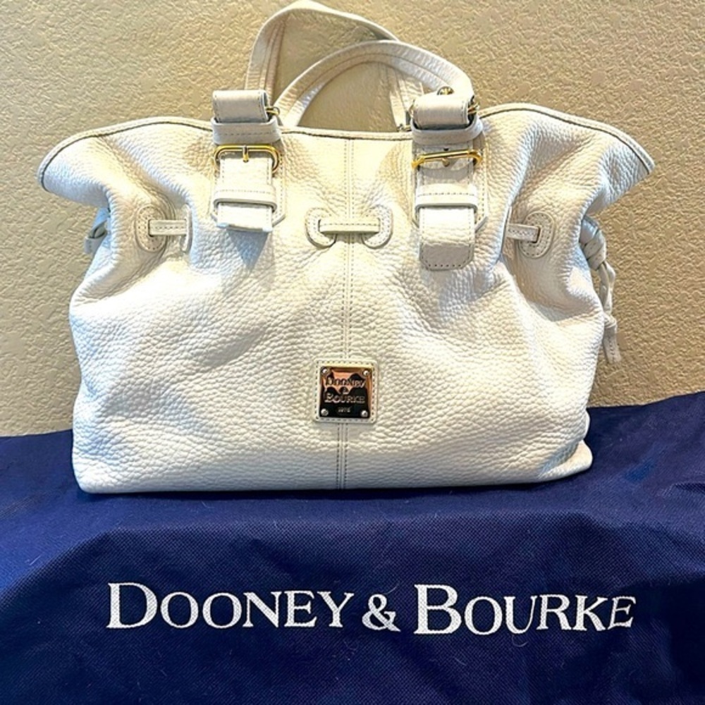Dooney & Bourke White Pebble Grain Leather Chiara Bag Gold Hardware